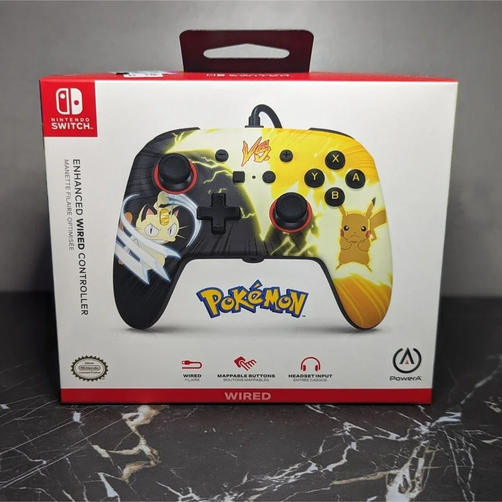 NEW Pokémon: Pikachu vs. Meowth PowerA Enhanced Wired Controller Nintendo Switch